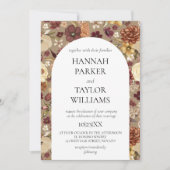 秋エレガント水色秋フローラ結婚ズ 招待状 (正面)