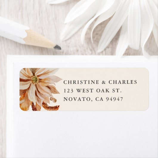 秋エレガント水色結婚差出人住所 ラベル (インサイチュ)