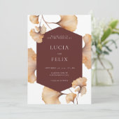 秋エレガント焦げオレンジフローラ結婚ズ 招待状 (スタンド正面)