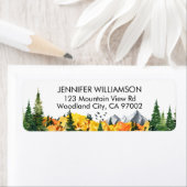 秋エレガント秋の木々水の色の自然林 ラベル (インサイチュ)