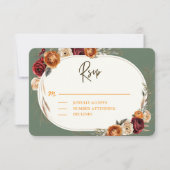 秋エレガント秋オレンジセージフローラ結婚ズ 出欠カード (正面)