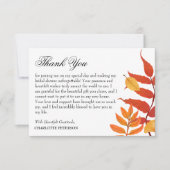 秋エレガント秋テーマブライダルシャワー サンキューカード (正面)