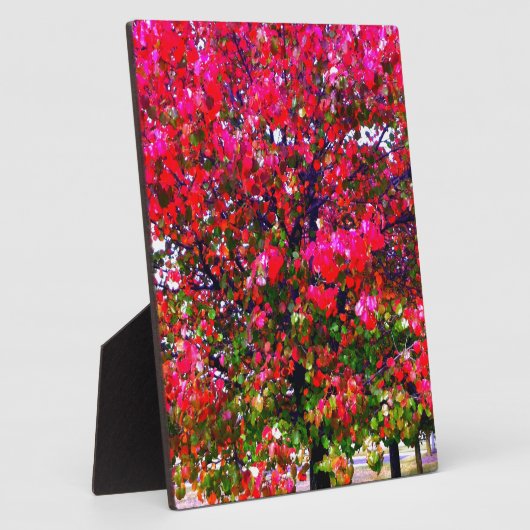 秋エレガント秋ピンクの印象派の木 フォトプラーク (側面)