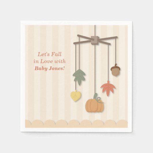 秋エレガント秋ベビーシャワー紙ナプキンス スタンダードカクテルナプキン (正面)