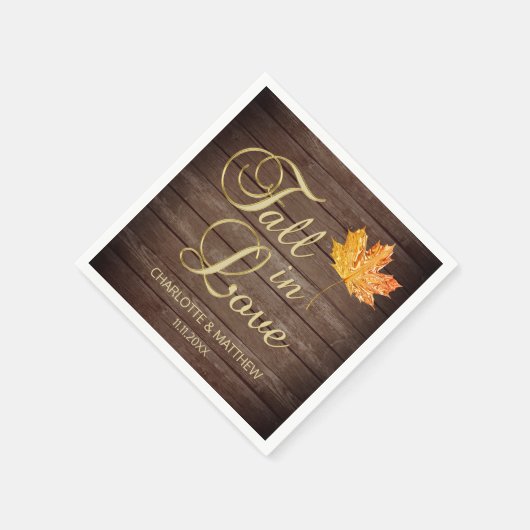 秋エレガント秋ラブカントリー素朴ウェディング スタンダードカクテルナプキン (角)