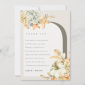 秋エレガント素朴パンプキンアーチフローラ結婚ズ サンキューカード (正面)