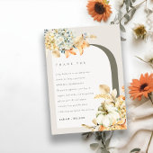 秋エレガント素朴パンプキンアーチフローラ結婚ズ サンキューカード