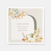 秋エレガント素朴パンプキンアーチフローラ結婚ズ スタンダードカクテルナプキン (正面)