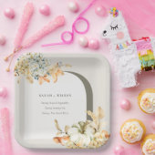 秋エレガント素朴パンプキンアーチフローラ結婚ズ ペーパープレート (パーティー)