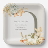 秋エレガント素朴パンプキンアーチフローラ結婚ズ ペーパープレート (正面)