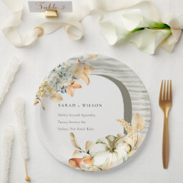 秋エレガント素朴パンプキンアーチフローラ結婚ズ ペーパープレート