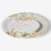 秋エレガント素朴パンプキンアーチフローラ結婚ズ ペーパープレート (アングル)