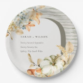 秋エレガント素朴パンプキンアーチフローラ結婚ズ ペーパープレート (正面)