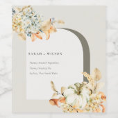 秋エレガント素朴パンプキンアーチフローラ結婚ズ ワインラベル (シングルラベル)