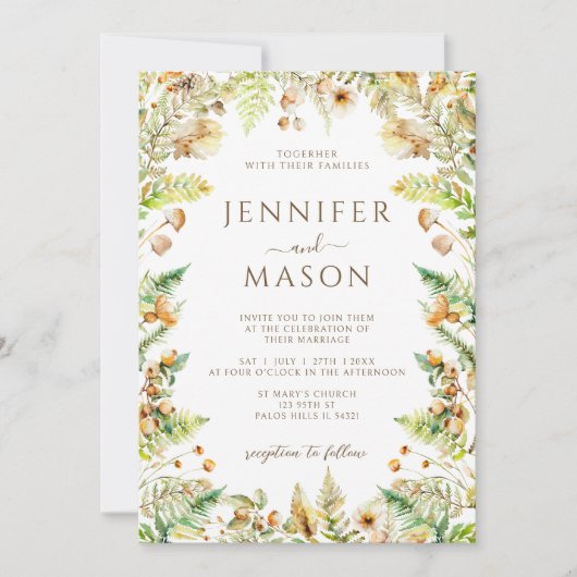 秋エレガント素朴林秋の結婚式 招待状 (正面)