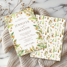 秋エレガント素朴林秋の結婚式 招待状