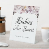 秋エレガント紫の花々葉の赤ちゃんシャワー 台座サイン (インサイチュ)