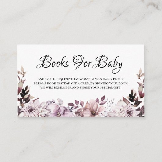 秋エレガント紫花本ベビー エンクロージャーカード (正面)