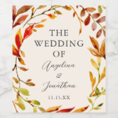 秋エレガント結婚の離れパーソナライズされた ワインラベル (シングルラベル)