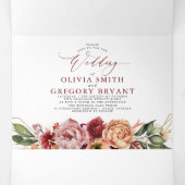 秋エレガント花モダン植物学結婚の 三つ折り招待状 (内部中)