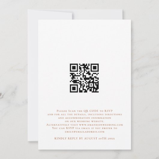 秋エレガント花模様QRコード結婚ズ 招待状 (裏面)