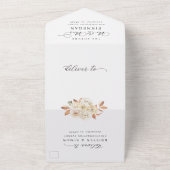 秋エレガント花脚モダン結婚本 オールインワン招待状 (外側)