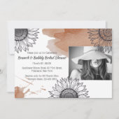 秋エレガント茶色の灰色DIYフォトヒマワリパーティー 招待状 (正面)