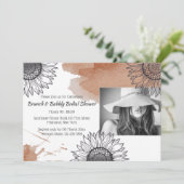 秋エレガント茶色の灰色DIYフォトヒマワリパーティー 招待状 (スタンド正面)