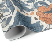 秋エレガント葉抽象芸術カボチャ花 ラッピングペーパー (ロールコーナー)