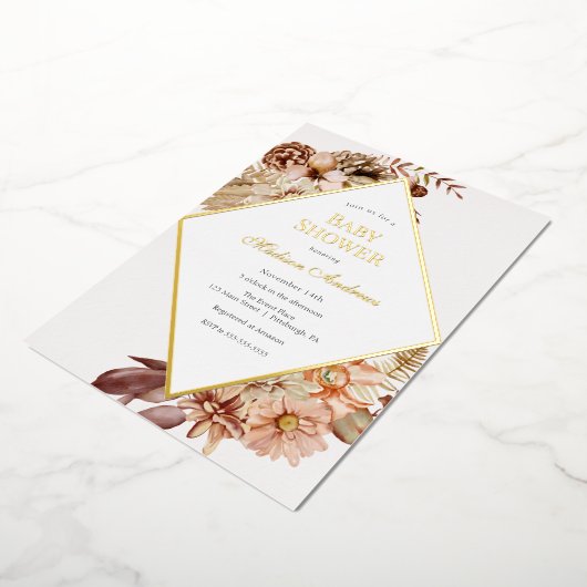 秋エレガント赤ちゃんシャワーフォイル招待状 箔招待状 (回転した状態)