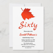 秋エレガント赤葉誕生日ボホ秋60 招待状 (正面)