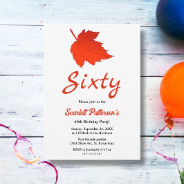 秋エレガント赤葉誕生日ボホ秋60 招待状