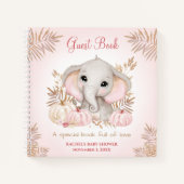 秋エレファントカボチャ女の子ベビシャワーゲストブック ノートブック (正面)