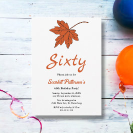 秋オエレガントレン葉ジ秋60誕生日 招待状