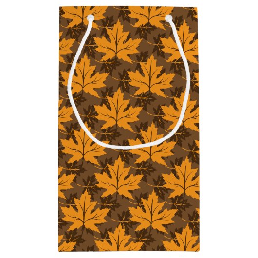 秋オレンジと茶色のカエデ葉メ スモールペーパーバッグ (裏面)