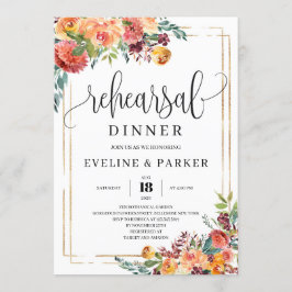 秋オレンジのマリゴールドフローラリハーサル夕食の招待 招待状