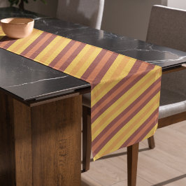 秋オレンジの秋のストリップパターン ショートテーブルランナー