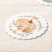 秋オレンジの金ゴールドフォイル小さなかぼちゃ赤ちゃんシャワー ペーパーコースター (アングル)