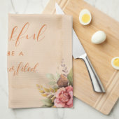 秋オレンジカボチャ紅葉水彩 キッチンタオル (四つ折り)