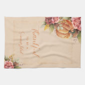 秋オレンジカボチャ紅葉水彩 キッチンタオル (横)