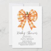 秋オレンジカボンプキンコケットバーブベビーシャワー 招待状 (正面)