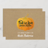 秋オレンジグリッテッドオータムカボチャブライダルシャワー 招待状 (正面/裏面)