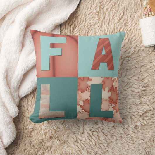 秋オレンジターコイズ クッション (ブランケット)