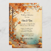 秋オレンジツリーズ素朴結婚ズお祝い 招待状 (正面/裏面)