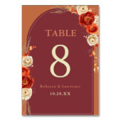 秋オレンジテラコッタ結婚フローラ詳細 テーブルナンバー (裏面)