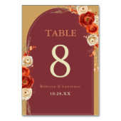 秋オレンジテラコッタ結婚フローラ詳細 テーブルナンバー (正面)