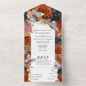 秋オレンジバタフライシックきらめくグリッターバラ オールインワン招待状 (内側)