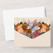 秋オレンジバタフライシックきらめくグリッターバラ オールインワン招待状 (裏面)