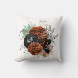 秋オレンジバラフローラ装飾用クッション クッション