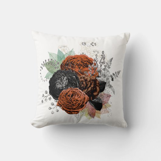 秋オレンジバラフローラ装飾用クッション クッション (正面)